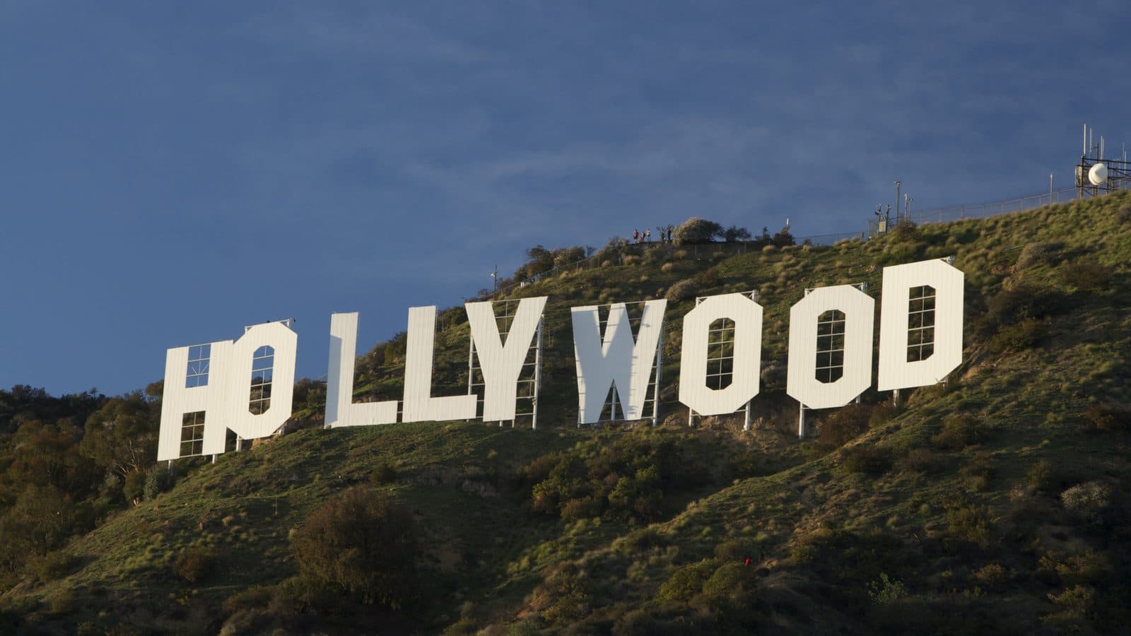 The Hollywood sign on the hillside above Los Angeles